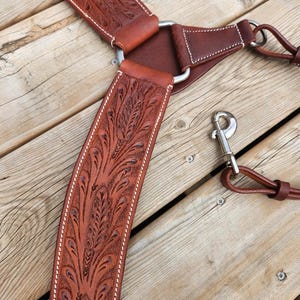 Tooled Leather Breast Collar - Handcrafted Western Breast Collar
