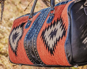 Cayenne Leather Duffel Bag- Western Luggage - Rugged Western Travel Duffel by Ranch Hand - Authentic Leather Bag