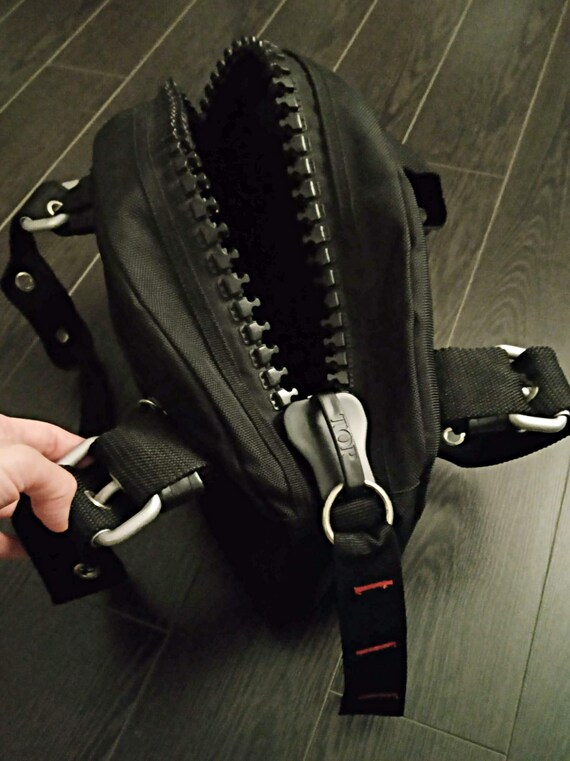 Vintage Bag Black Bag Big Zipper Bag Nylon Bag All Seasons Bag Etsy