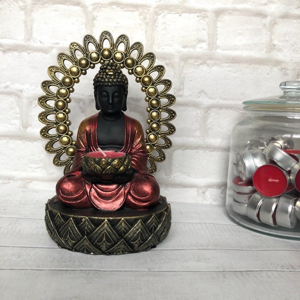 Tea Light l Sitting Thai Buddha Tealight Holder Ornament l Candle Holder l Buddha Gift l Mantel Piece Gift l Home Decoration