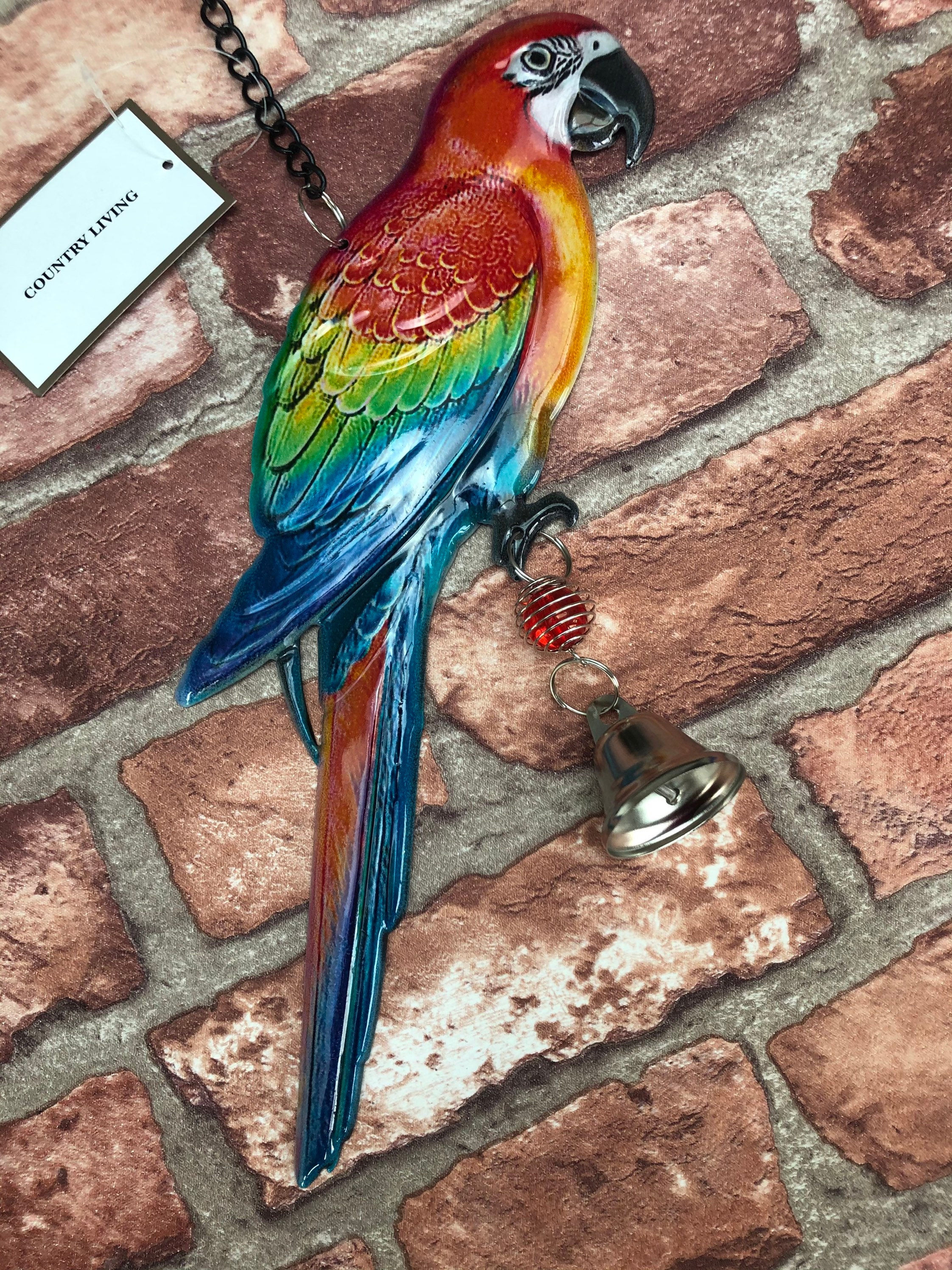 Hanging Metal Parrot Wall Decoration Outdoor Garden Wind Etsy