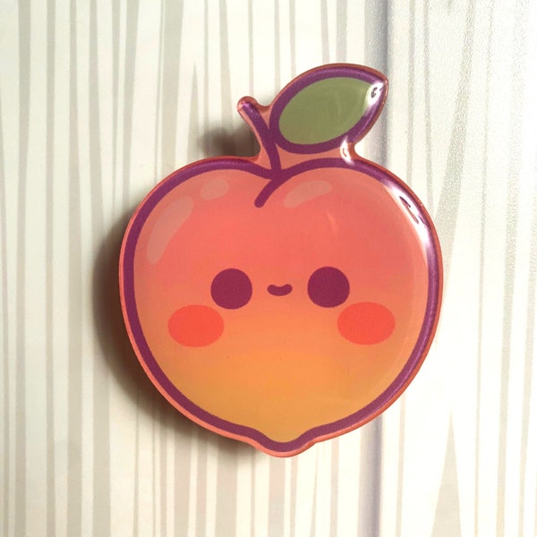 Happy Peach Phone Grip/Mobile Phone Holder with Cute Acrylic Design