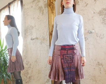 AUTHENTIC textile skirt Hmong hemp cotton, unique piece rare old vintage fabric