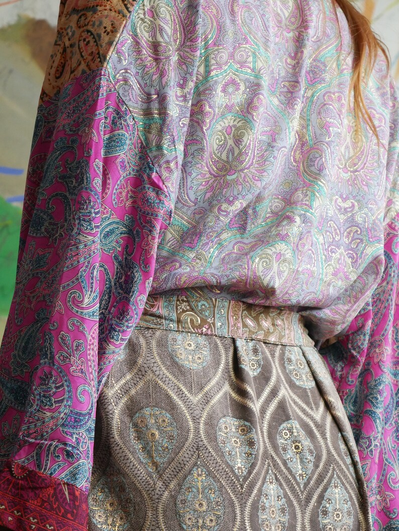 Batas de lujo ZAZO para mujer, batas de Kimono para mujer, batas largas de Kimono, batas largas de dama de honor, pieza única de lujo imagen 8
