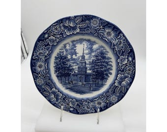 Liberty Blue Staffordshire Dinner Plate 9 7/8"  Vintage Rare & Retired
