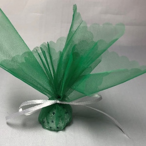 9" Tulle Squares| Emerald Green Tulle | 50 pcs | Wedding Favor Decor | Bridal Shower Favor Decor | Gift Wrapping | Tulle Squares
