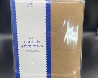 50 Kraft Cards and Envelopes Set, DIY Invitations, A7