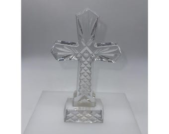 Cruz celta grabada de cristal de Waterford de 8 x 5 pulgadas. Leer