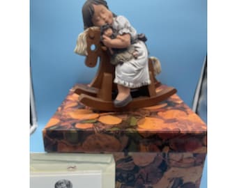 Nadal Studio Hobby Horse El Balancin De Madera Girl with Horse Statue Vintage