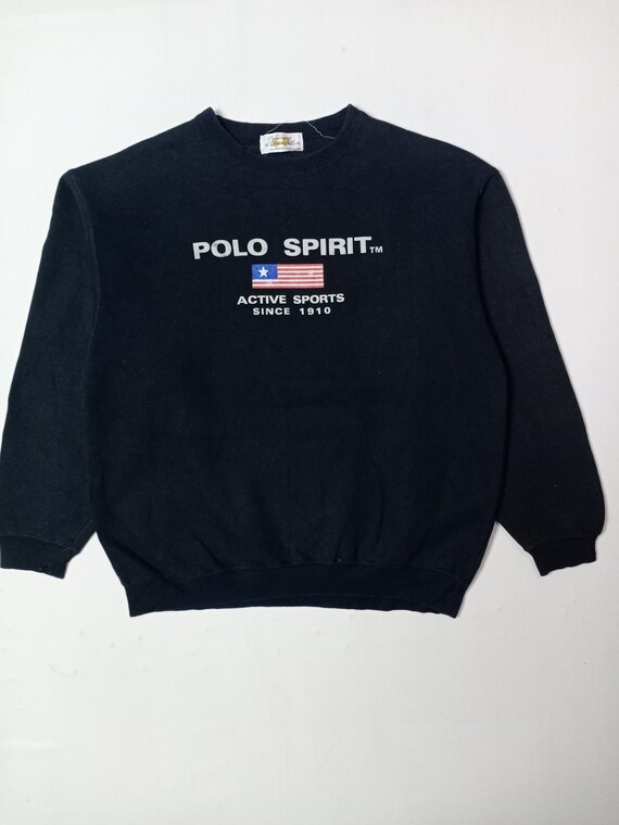 Vintage Polo Spirit Active Sports Sweatshirt Big Logo Embroidered Crewneck hiphop swag Streetwear Sportswear