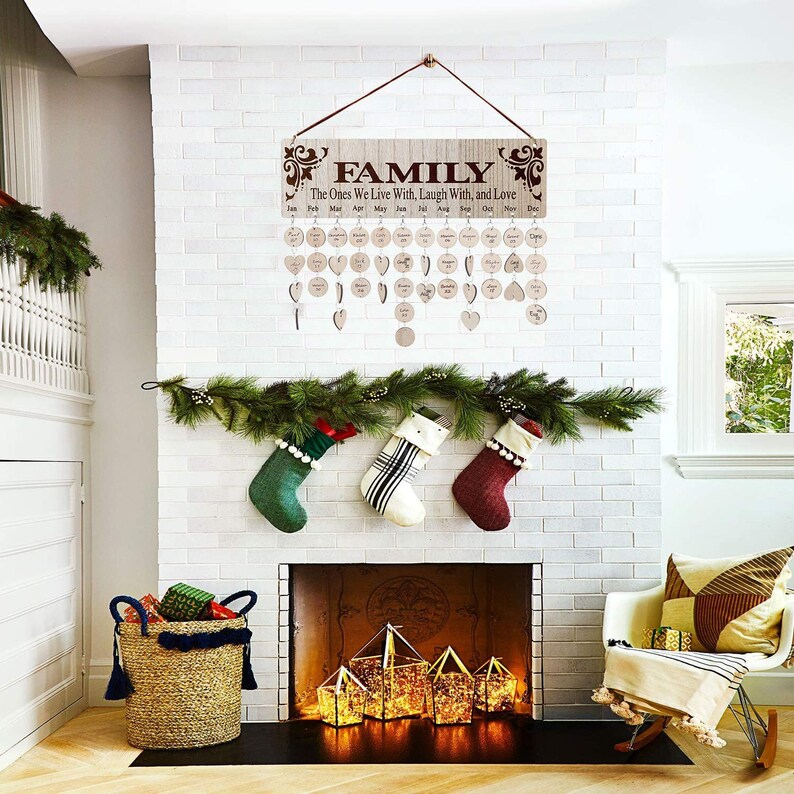 Family Birthday Calendar wall hanging Board DIY Wooden Etsy