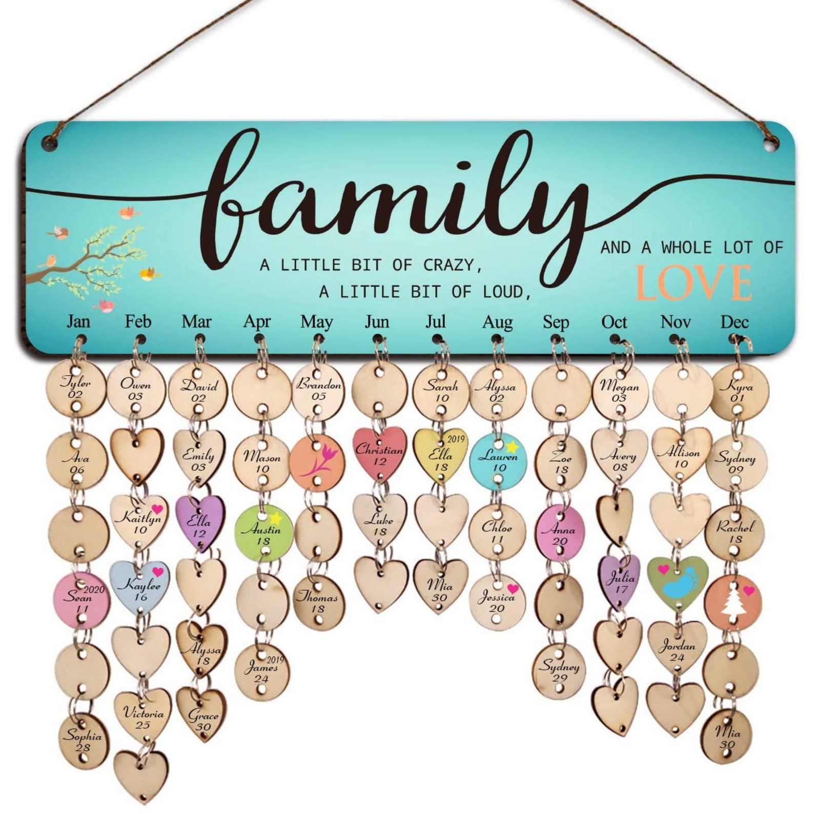 Family Birthday Calendar Board Wall Hanging Family Etsy