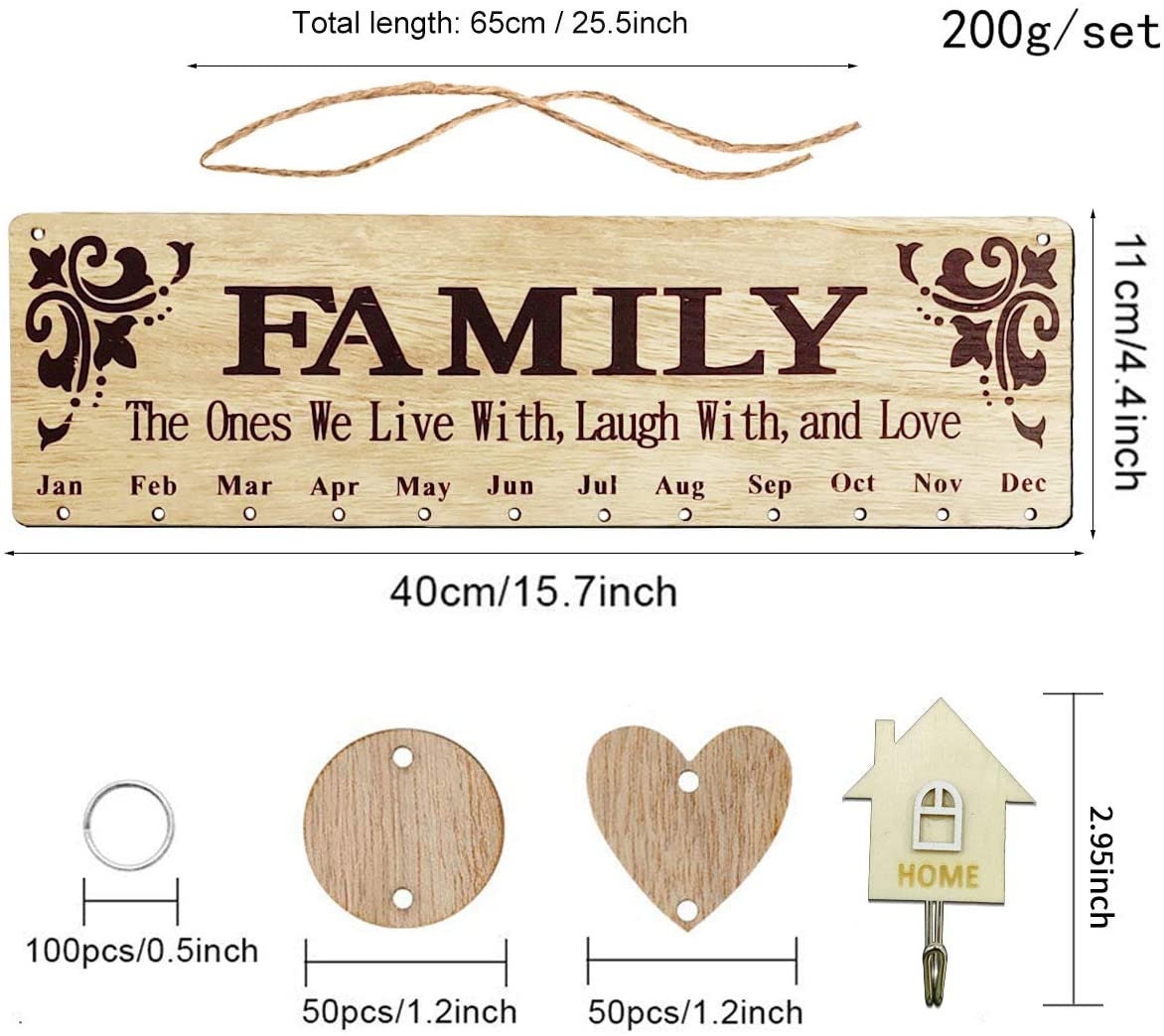 Wooden Family birthday reminder plaque calendar wall hanging | Etsy