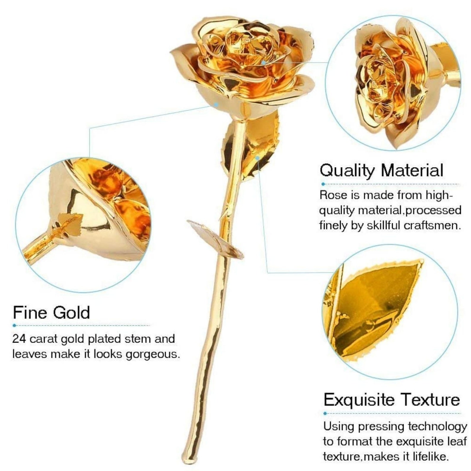 24K Gold Rose for her Golden Plated Preserved Rose Flower for Etsy