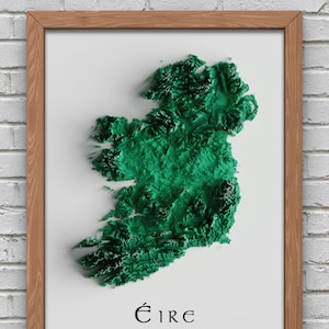 Carte en relief de l'Irlande | Décor imprimable