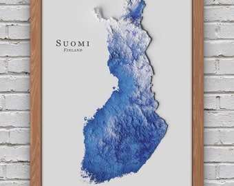 Finland Relief Map | Printable Decor