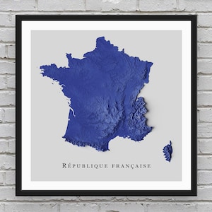 Carte en relief de la France | Décor imprimable