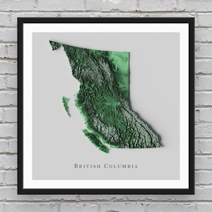 Carte en relief de la Colombie-Britannique | Décor imprimable