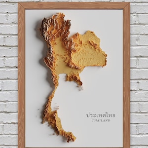Mapa de relevo da Tailândia | Decoração para impressão