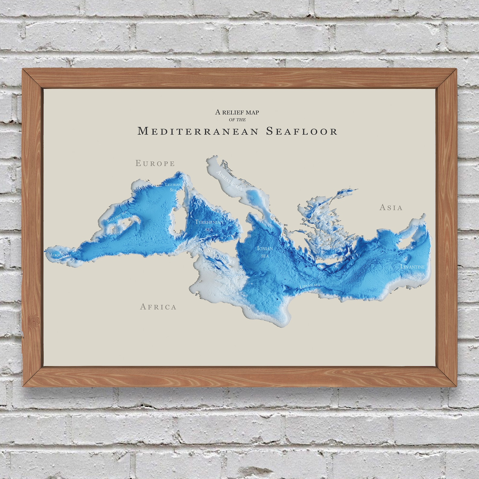 Mediterranean Seafloor Map | Printable Decor - Etsy