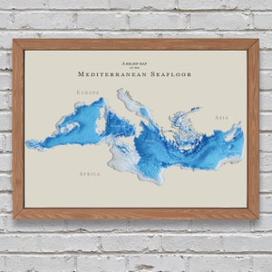 High Resolution Digital Color Map of the Mediterranean Sea and Surrounding  Region High-resolution Map for Self-printing 
