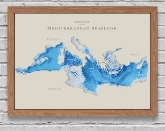 Mediterranean Seafloor Map | Printable Decor