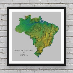 Carte en relief du Brésil | Décor imprimable