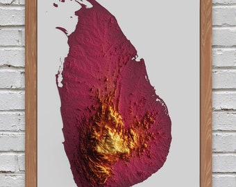 Sri Lanka Relief Map | Printable Decor