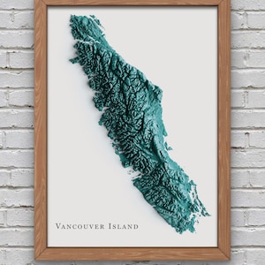 Carte en relief de l'île de Vancouver | Décor imprimable