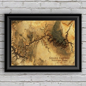 Mapa en relieve del Gran Cañón / Decoración imprimible