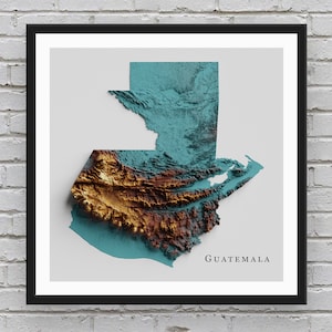 Guatemala Reliefkarte | Druckbares Dekor