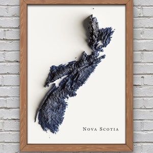 Carte en relief de la Nouvelle-Écosse | Décor imprimable