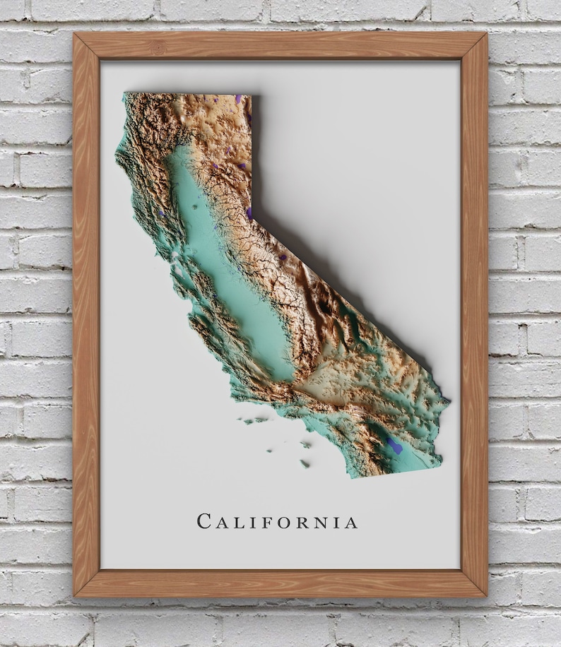 California Relief Map | Printable Decor - Etsy