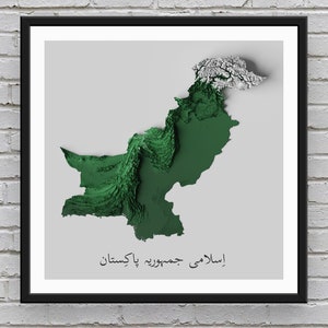 Pakistan Reliefkarte | Druckbares Dekor