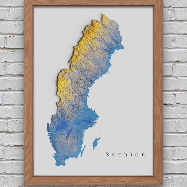 Sweden Relief Map | Printable Decor