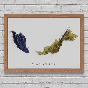 Malaysia Reliefkarte | Druckbares Dekor