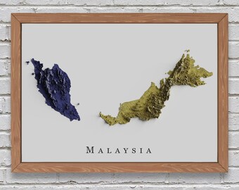 Malaysia Relief Map | Printable Decor