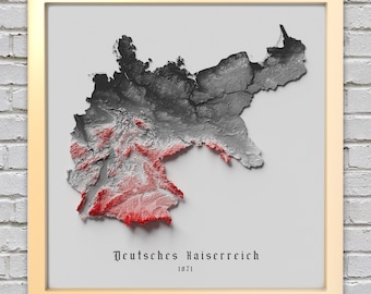 German Empire Relief Map | Printable Decor
