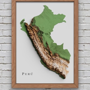 Peru Reliefkarte | Druckbares Dekor