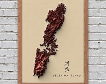 Tsushima Island Relief Map | Printable Decor