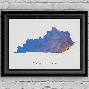 Carte en relief du Kentucky | Décor imprimable