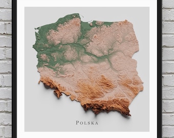 Poland Relief Map | Printable Decor
