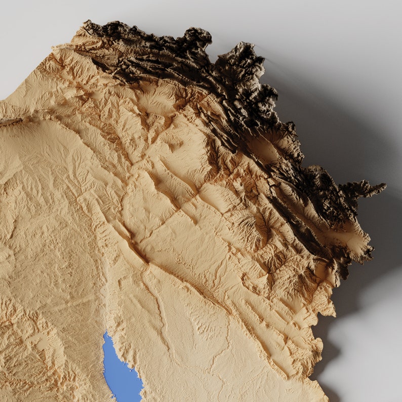 Iraq Map Texture Iraq Relief Map | Printable Decor - Etsy