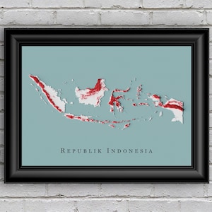 Indonesien Reliefkarte | Druckbares Dekor
