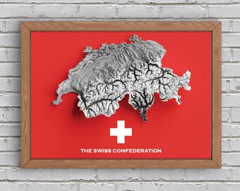 Switzerland Relief Map | Printable Decor