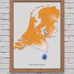 Carte en relief des Pays-Bas | Décor imprimable