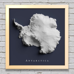Carte en relief de l'Antarctique | Décor imprimable