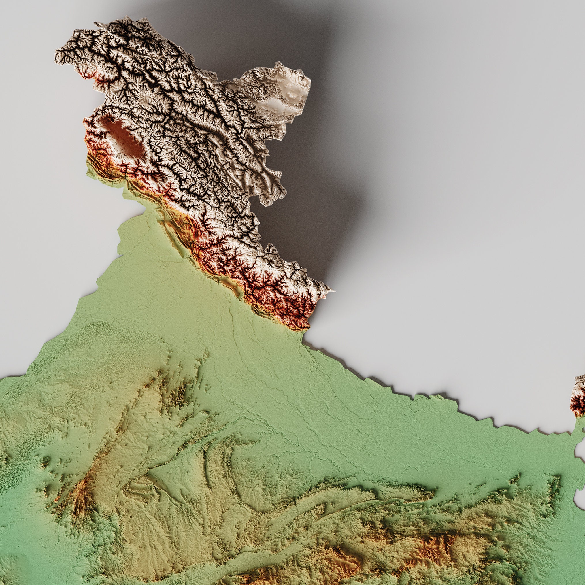 India Relief Map Printable Decor - Etsy