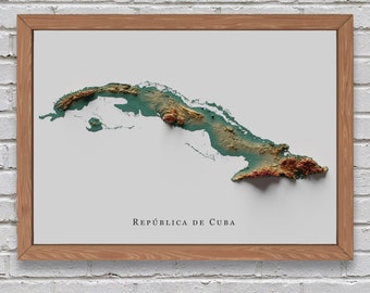 Cuba Relief Map | Printable Decor