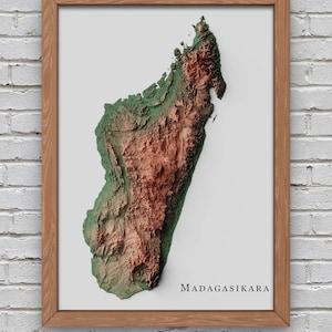 Madagaskar Reliefkarte | Druckbares Dekor
